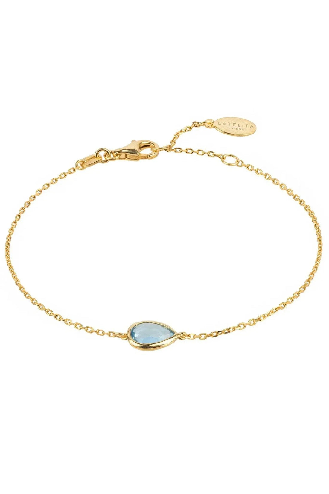 Pisa Mini Teardrop Bracelet Gold Blue Topaz-0
