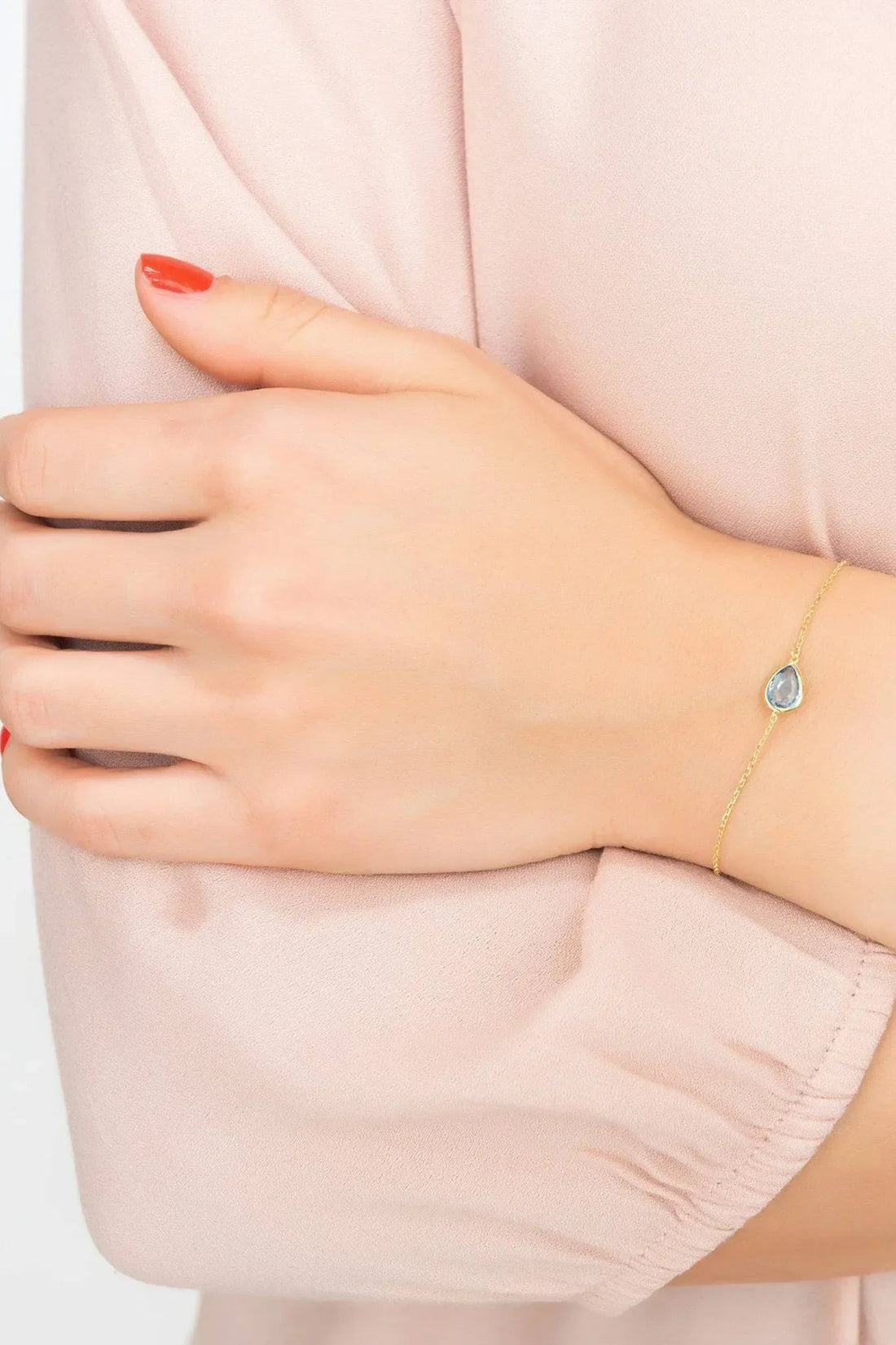 Pisa Mini Teardrop Bracelet Gold Blue Topaz-1