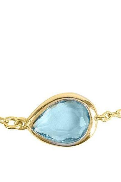 Pisa Mini Teardrop Bracelet Gold Blue Topaz-2