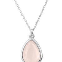 Pisa Mini Teardrop Necklace Silver Rose Quartz-0