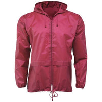 Cherry packaway cagoule with hood, front zip, two pockets and drawcord hem