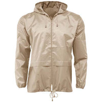 Stone packaway cagoule with hood, front zip, two pockets and drawcord hem