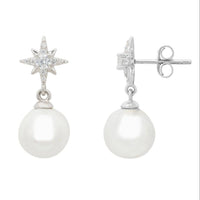 Polaris North Star Pearl Earrings Silver-2