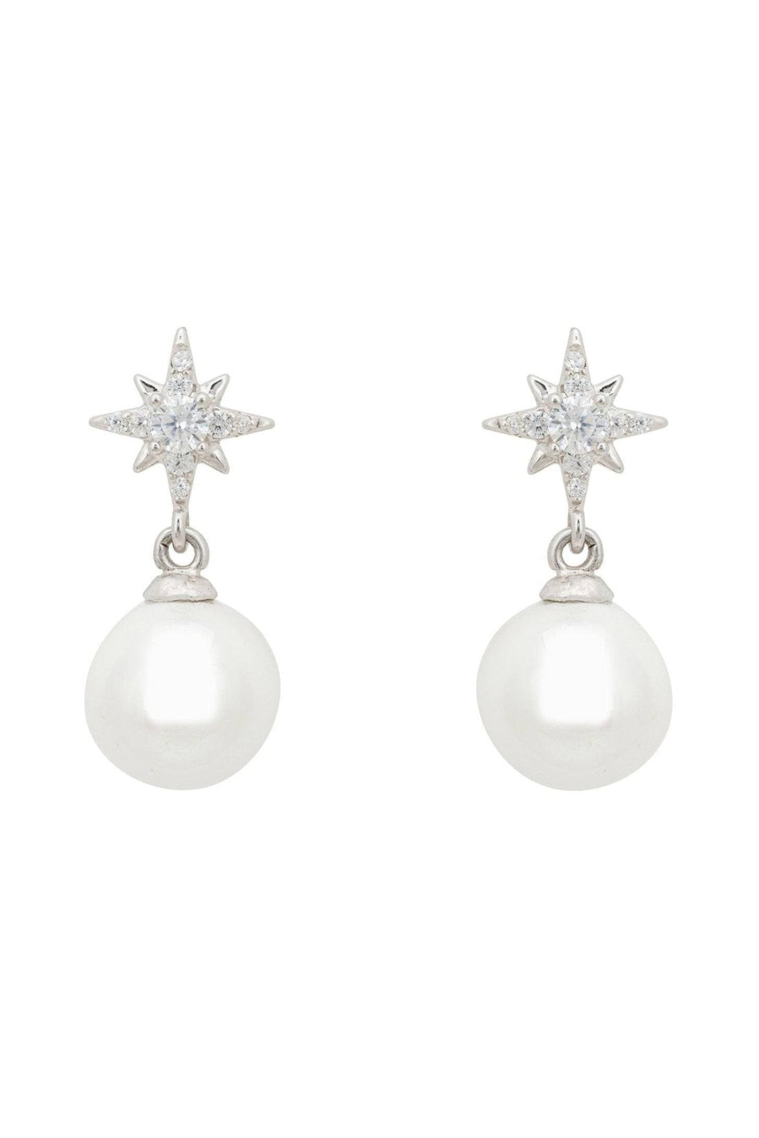 Polaris North Star Pearl Earrings Silver-0