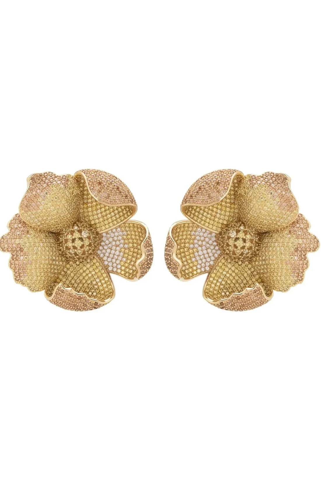 Poppy Flower Lemon Earrings Gold-0