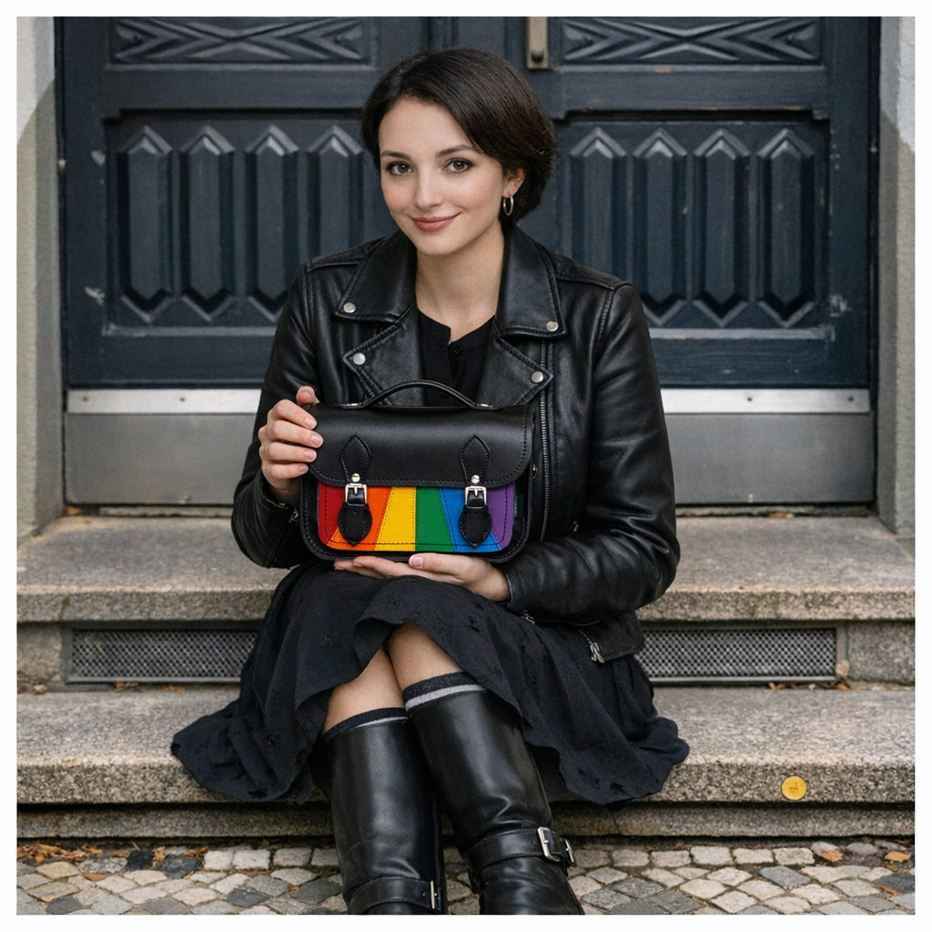 Leather Midi Satchel - Pride-1