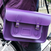 Handmade Leather Satchel - Purple-4
