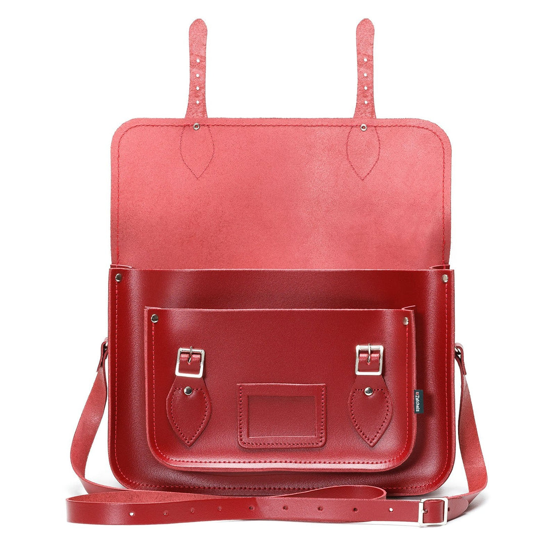 Handmade Leather Satchel - Red-4