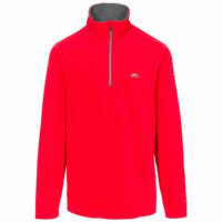 Men's bright red microfleece quarter-zip top with stand collar