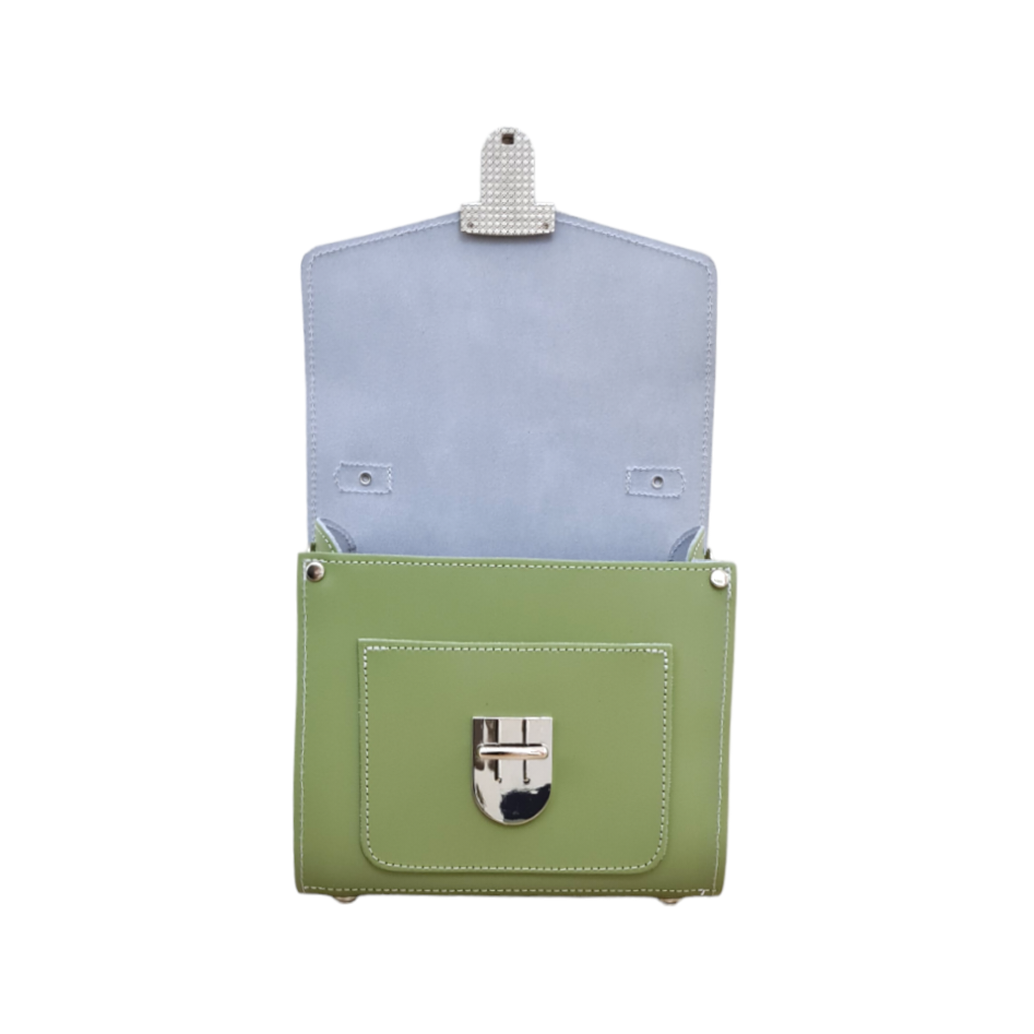 Handmade Leather Sugarcube Handbag - Sage Green-4