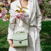 Handmade Leather Sugarcube Handbag - Sage Green-1