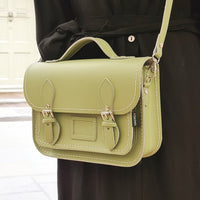 Leather Midi Satchel -  Sage Green-1