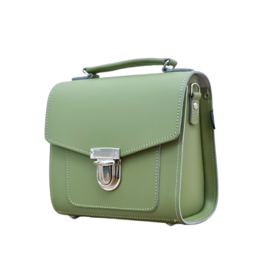 Handmade Leather Sugarcube Handbag - Sage Green-3