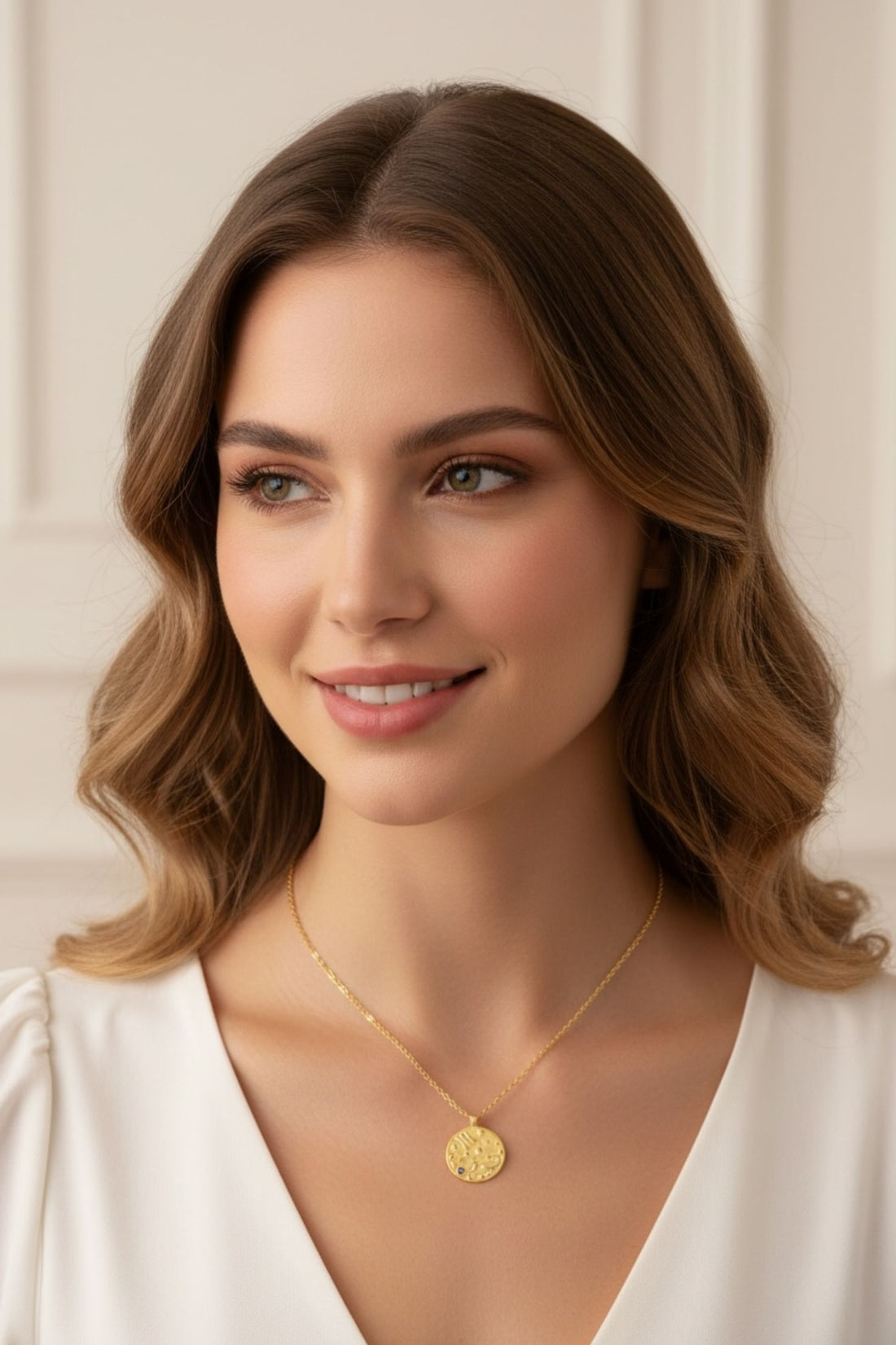 Zodiac Birthstone Talisman Necklace Scorpio Gold-4