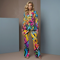 Graffiti Print High Waist Flared Pants Artistic Urban Style Trousers