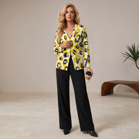 Yellow Leopard Print Buttoned Cardigan