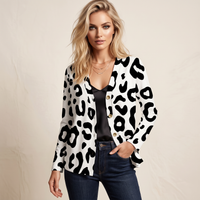White Leopard Print Buttoned Cardigan