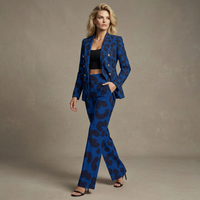 Blue Leopard Print Blazer
