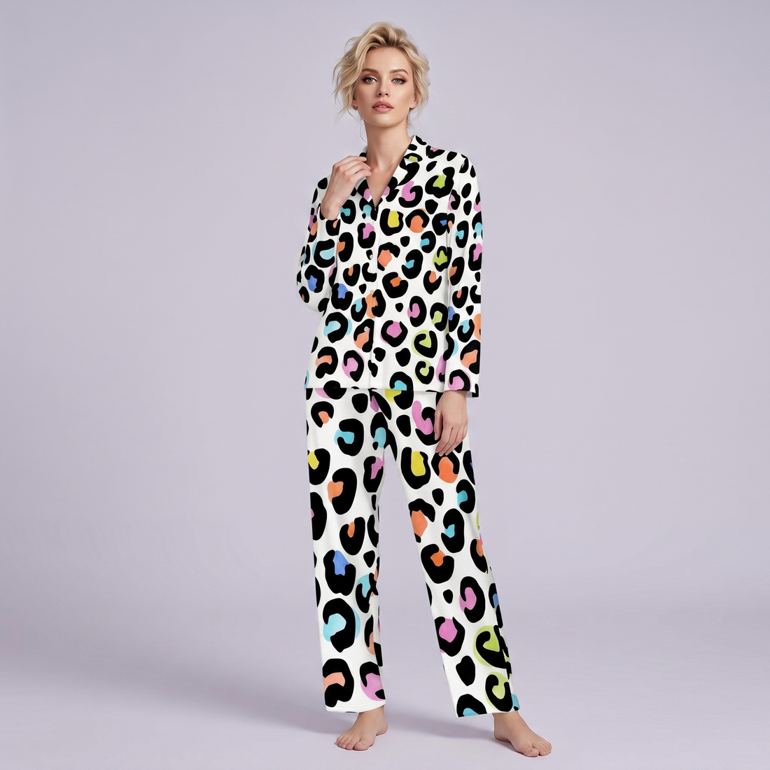 Womens Leopard Print Pyjamas