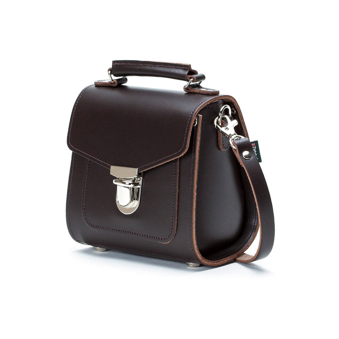 Handmade Leather Sugarcube Handbag - Dark Brown-3
