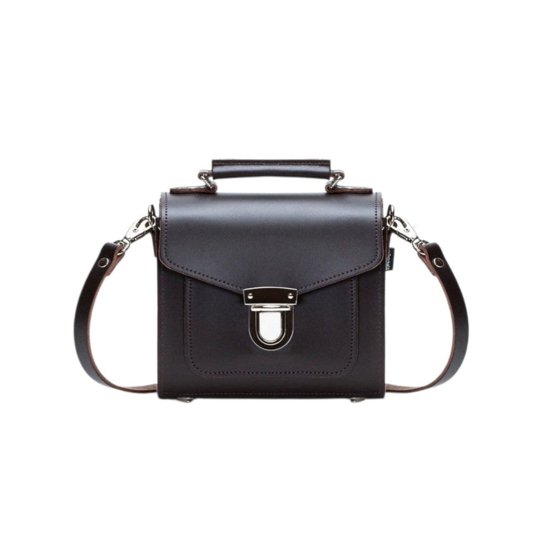 Handmade Leather Sugarcube Handbag - Dark Brown-0