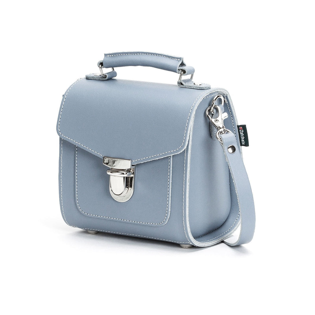 Handmade Leather Sugarcube Handbag - Lilac Grey-3