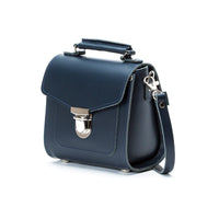Handmade Leather Sugarcube Handbag - Navy-3
