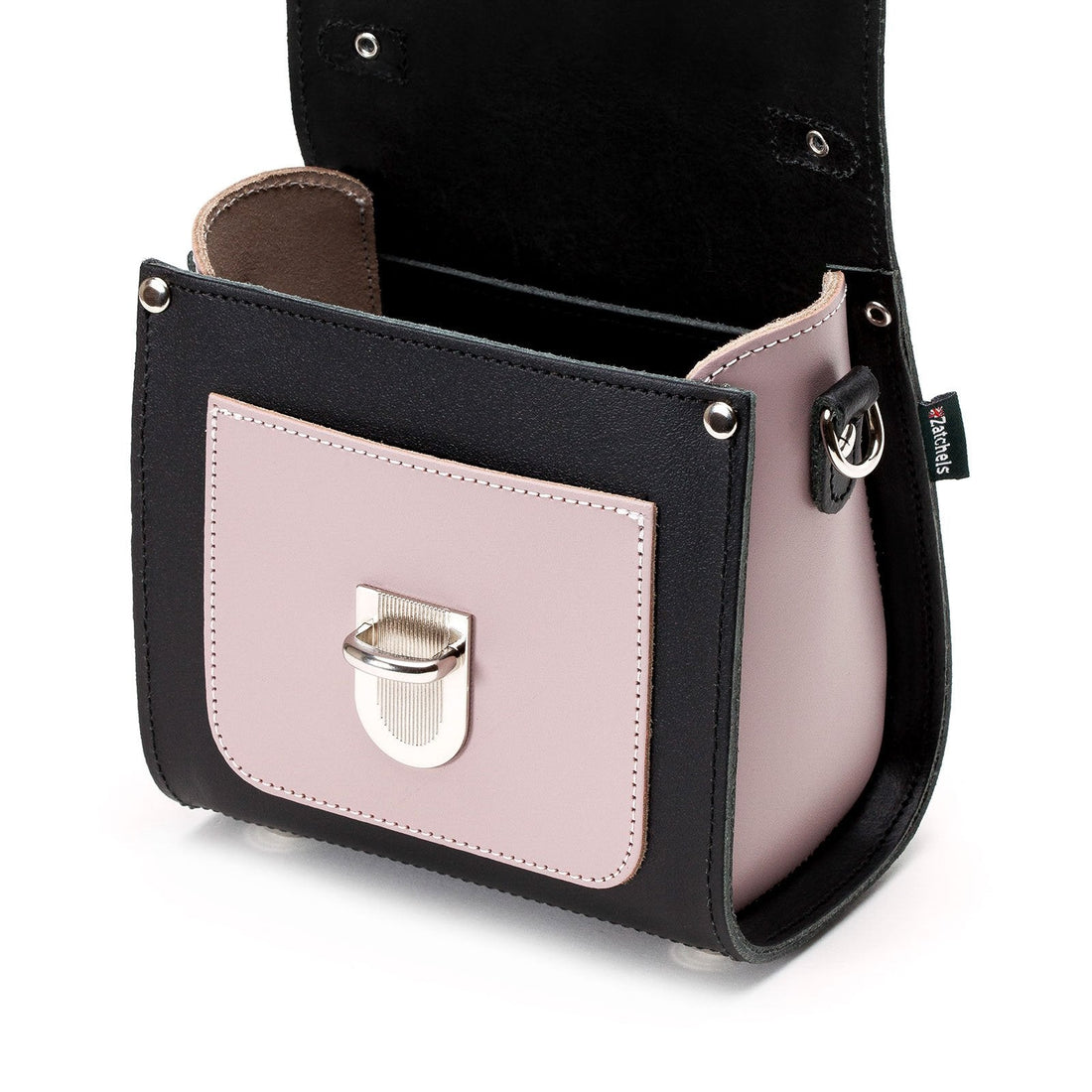 Handmade Leather Sugarcube Handbag - Rose Truffle-4