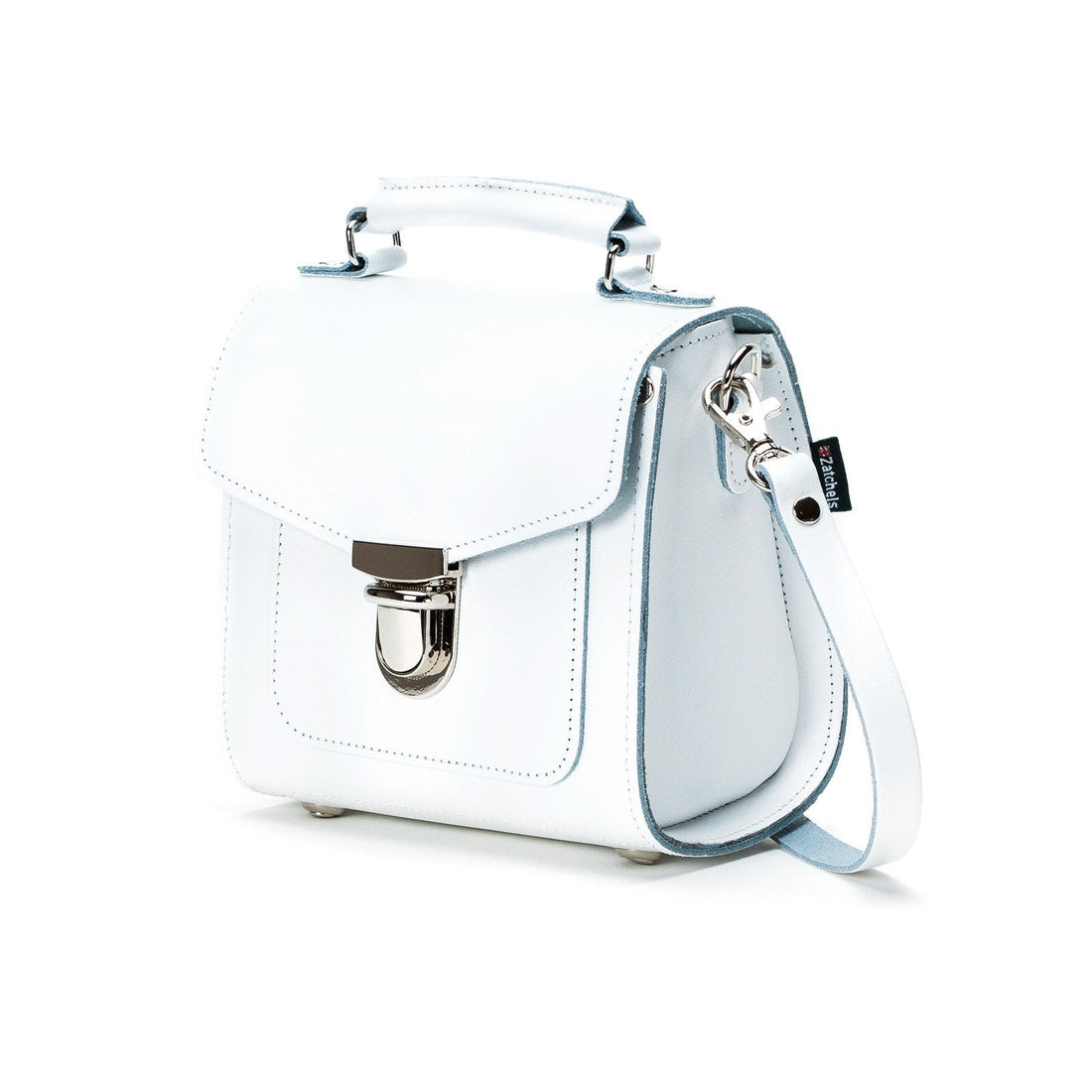 Handmade Leather Sugarcube Handbag - White-3