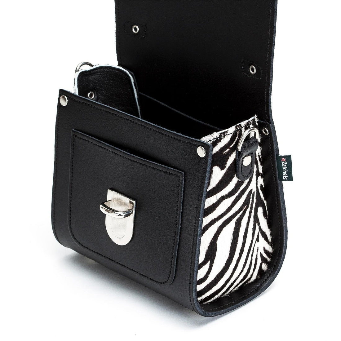 Handmade Leather Sugarcube Handbag - Zebra-2