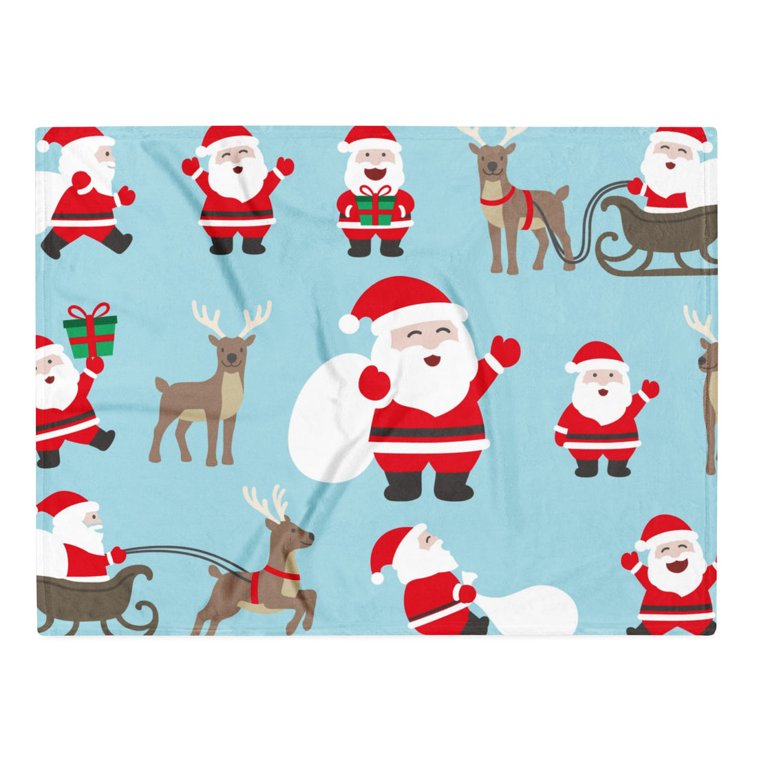 Blue Santa Claus Fleece Christmas Blanket