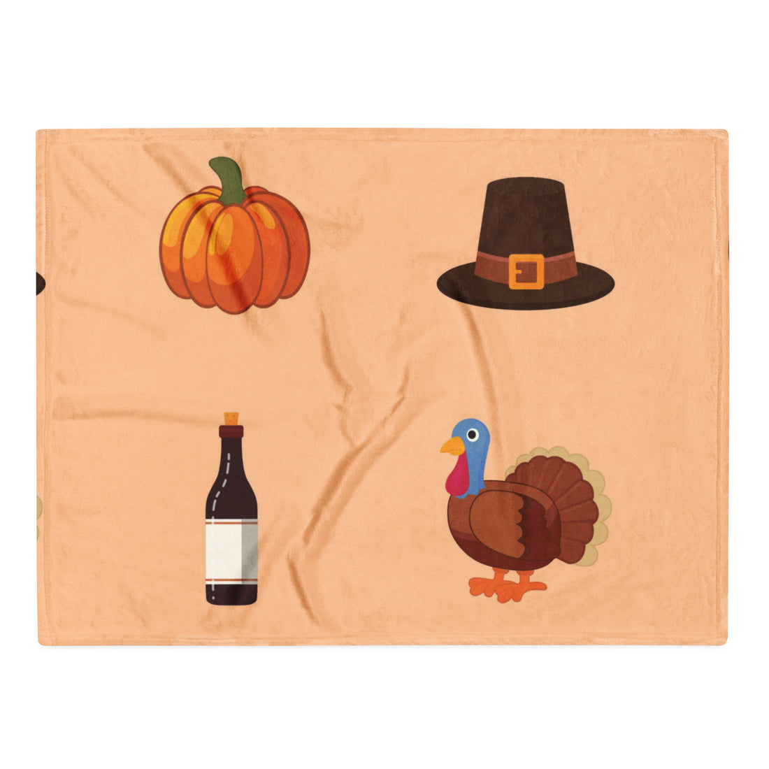 Orange Turkey Thanksgiving Blanket Fleece