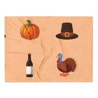 Orange Turkey Thanksgiving Blanket Fleece