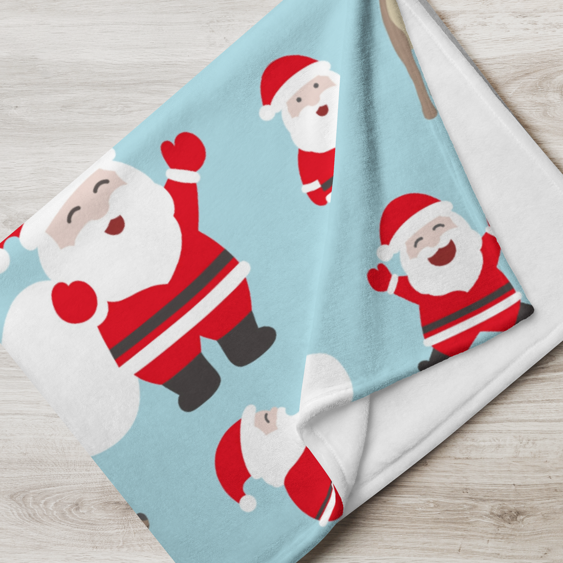 Blue Santa Claus Fleece Christmas Blanket