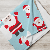 Blue Santa Claus Fleece Christmas Blanket