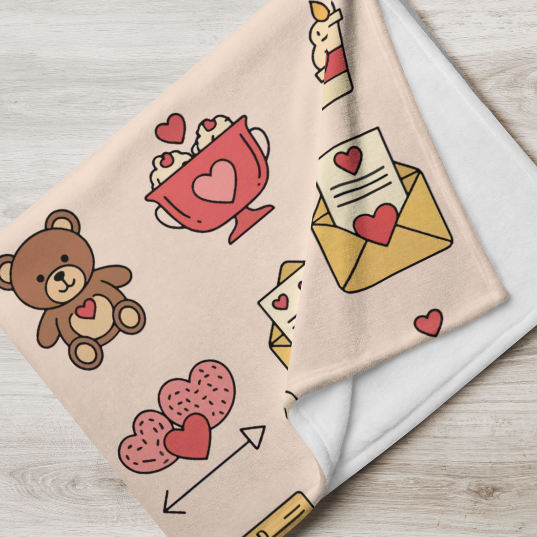 Pink Romantic Icon Fleece Valentines Blanket