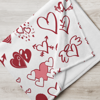 White Hearts Fleece Valentine Blankets