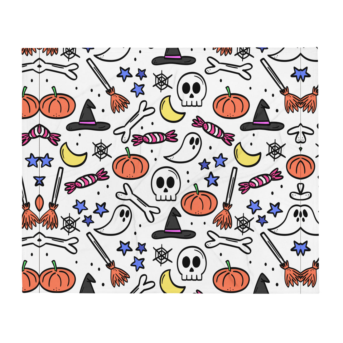 White Holiday Icon Halloween Throw Blanket