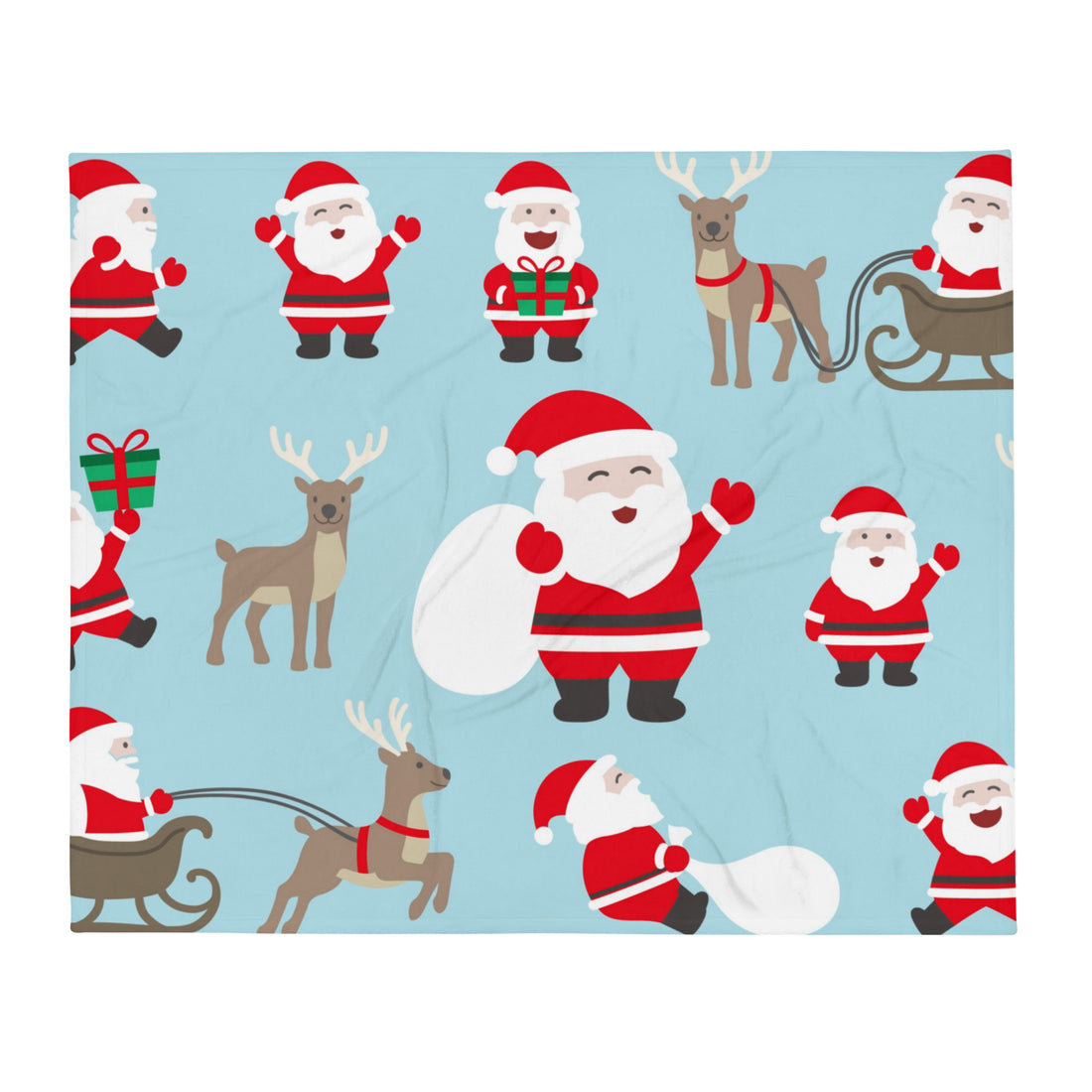 Blue Santa Claus Fleece Christmas Blanket