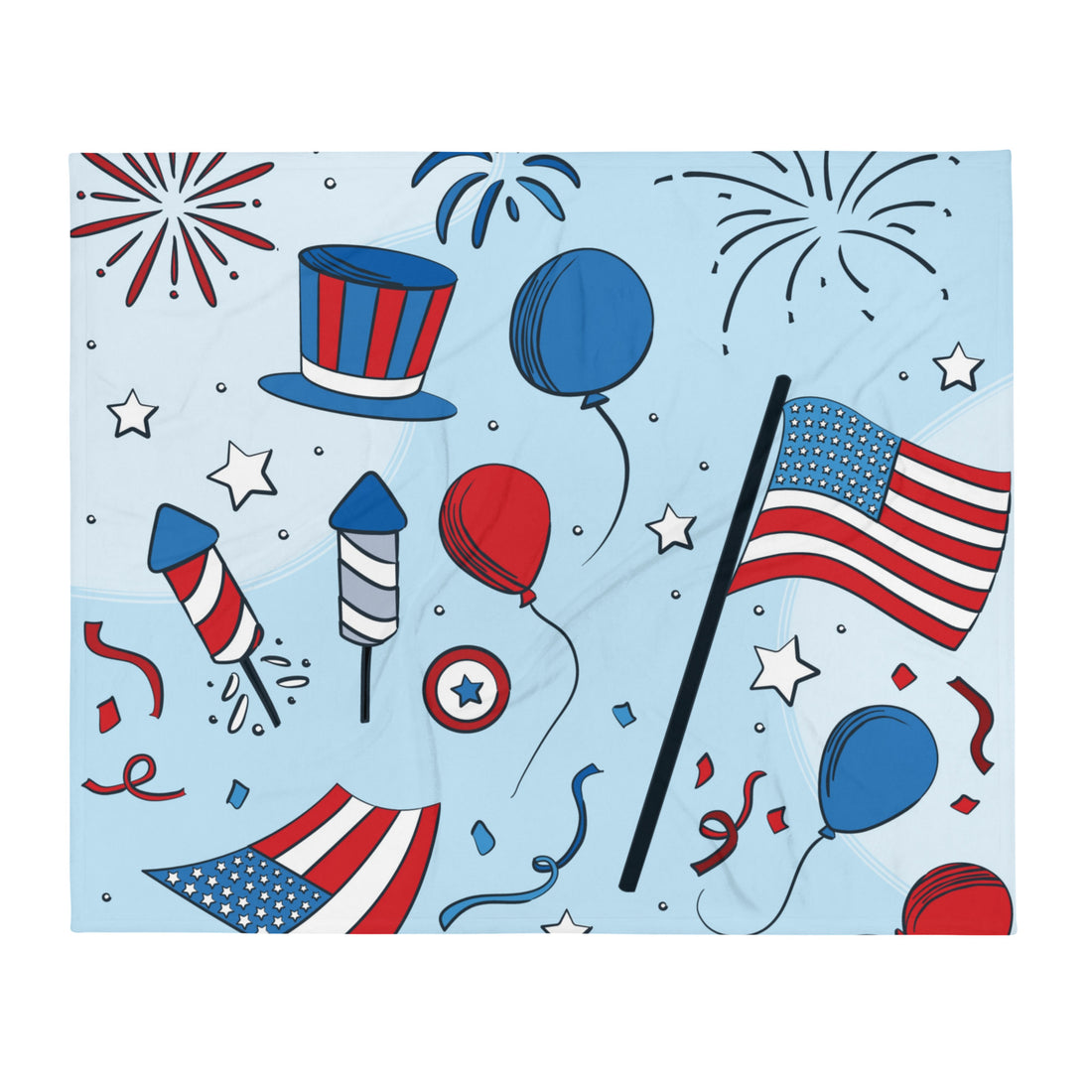 4th of July Patriotic Red White and Blue Blanket