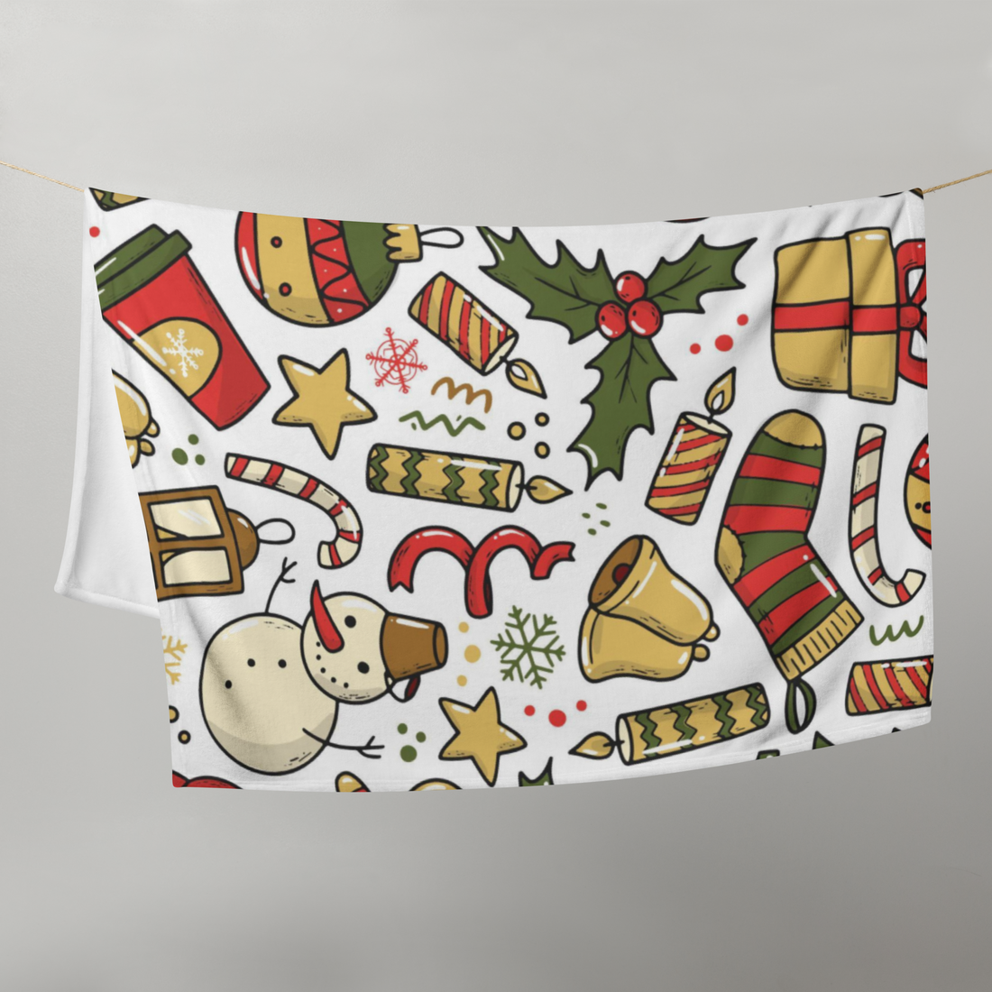 White Snowman Fluffy Christmas Blanket