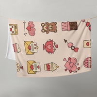 Pink Romantic Icon Fleece Valentines Blanket