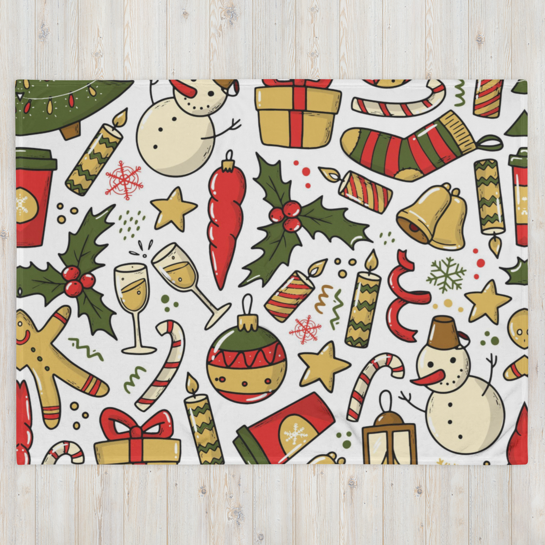 White Snowman Fluffy Christmas Blanket