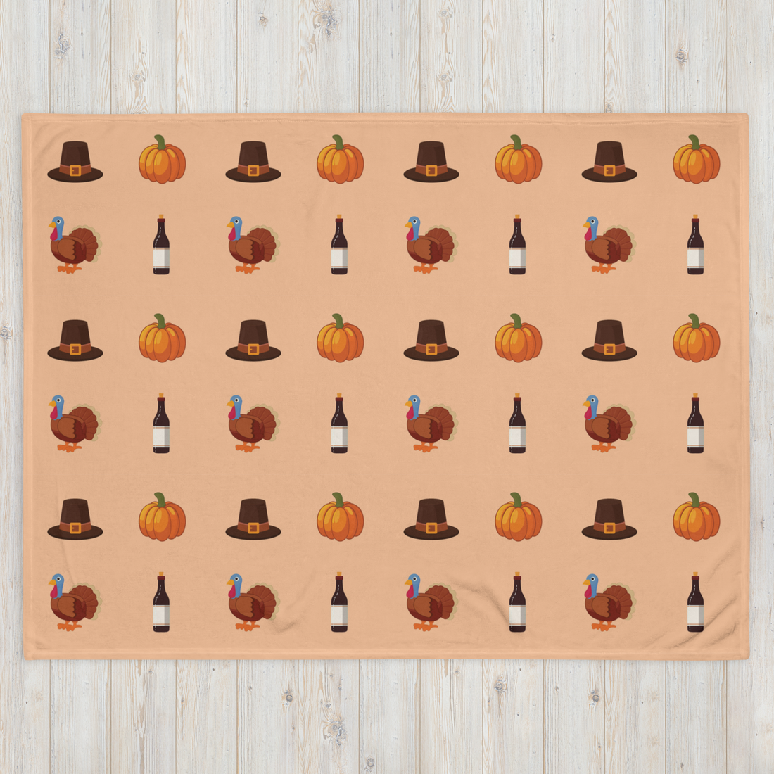 Orange Turkey Thanksgiving Blanket Fleece