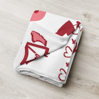 White Hearts Fleece Valentine Blankets