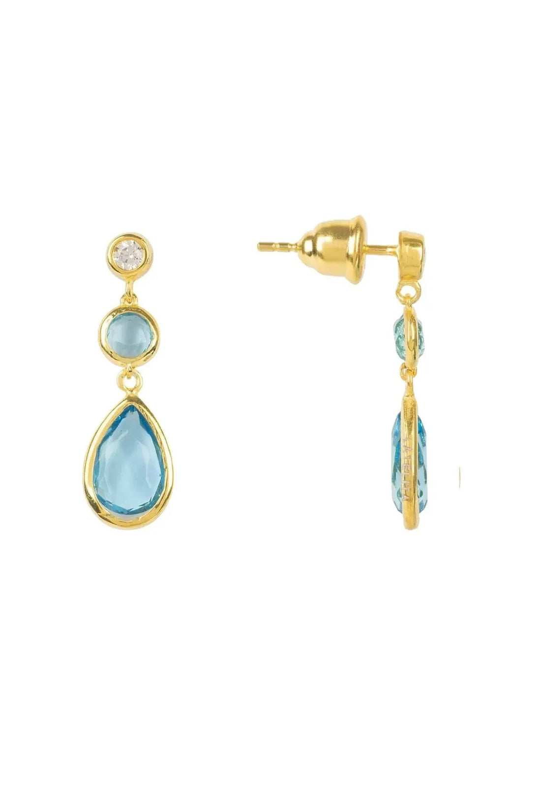 Tuscany Gemstone Drop Earring Gold Blue Topaz-2