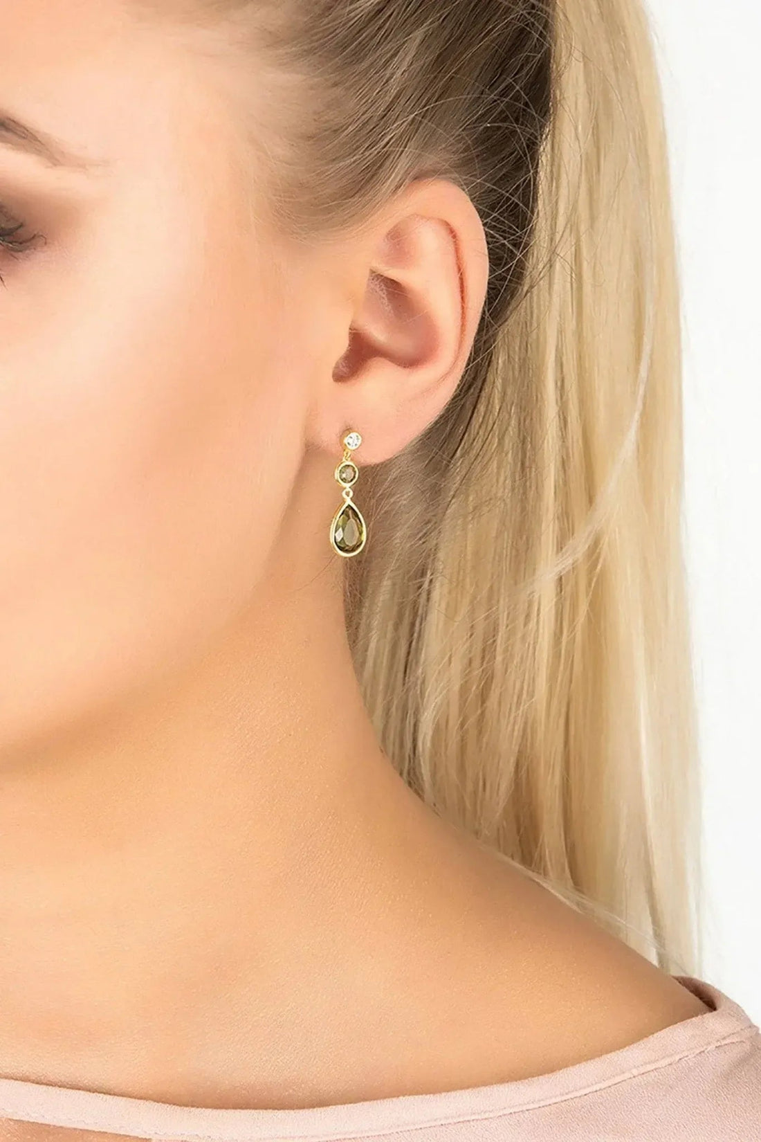 Tuscany Gemstone Drop Earring Gold Peridot-1