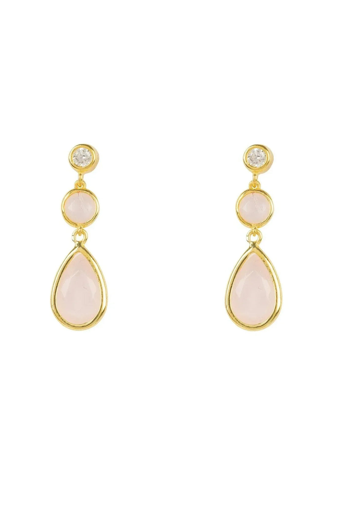 Tuscany Gemstone Drop Earring Gold Rose Quartz-0