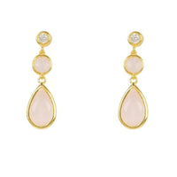 Tuscany Gemstone Drop Earring Gold Rose Quartz-0