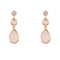 Rose gold drop earrings with round and teardrop rose quartz stones